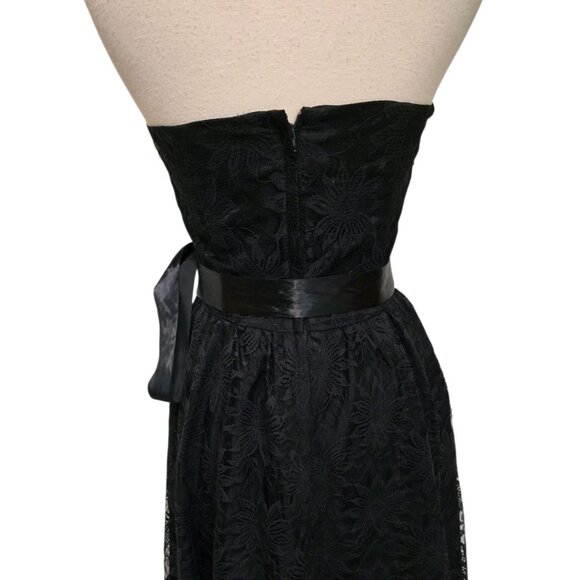 80s 90s Vintage Black Lace Dress Strapless Floral Size 9/10 - Picture 9 of 9